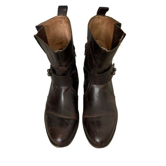 Spirit by Lucchese Olivia Short Brown Smooth Leather Ankle Western Boots Sz 7.5 - Picture 5 of 10
